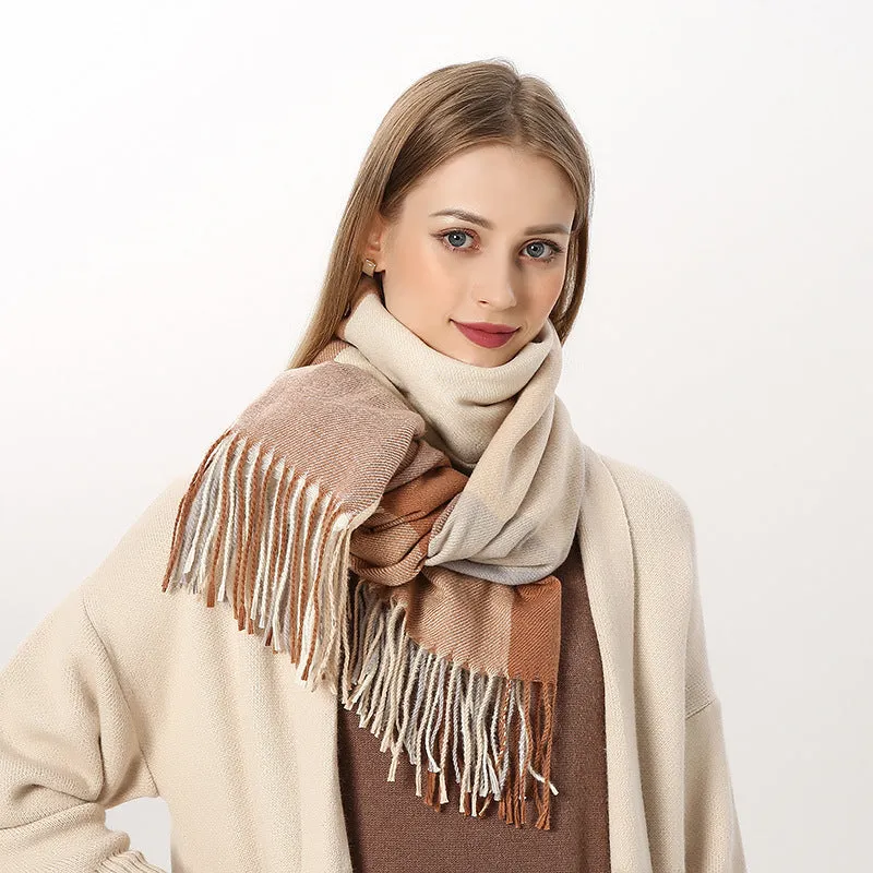 New Plaid Scarf Women's Japanese And Korean Style Sweet Warm Scarf Fashion Shawl Autumn And Winter Cashmere Scarf