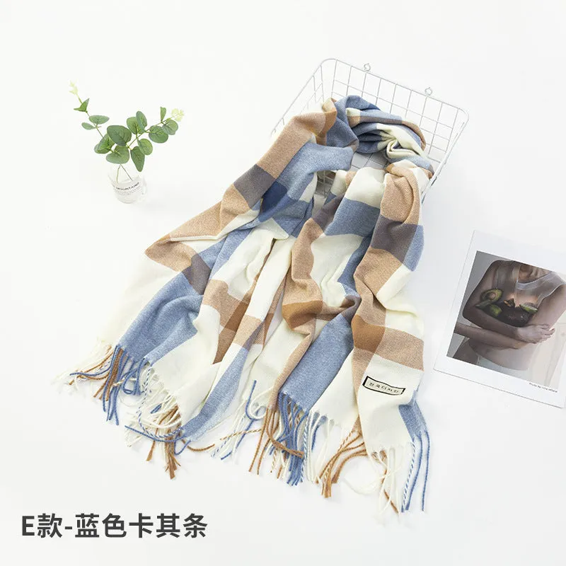 New Plaid Scarf Women's Japanese And Korean Style Sweet Warm Scarf Fashion Shawl Autumn And Winter Cashmere Scarf