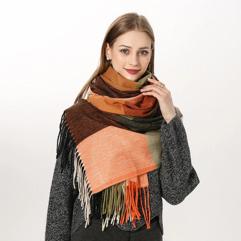 New Plaid Scarf Women's Japanese And Korean Style Sweet Warm Scarf Fashion Shawl Autumn And Winter Cashmere Scarf