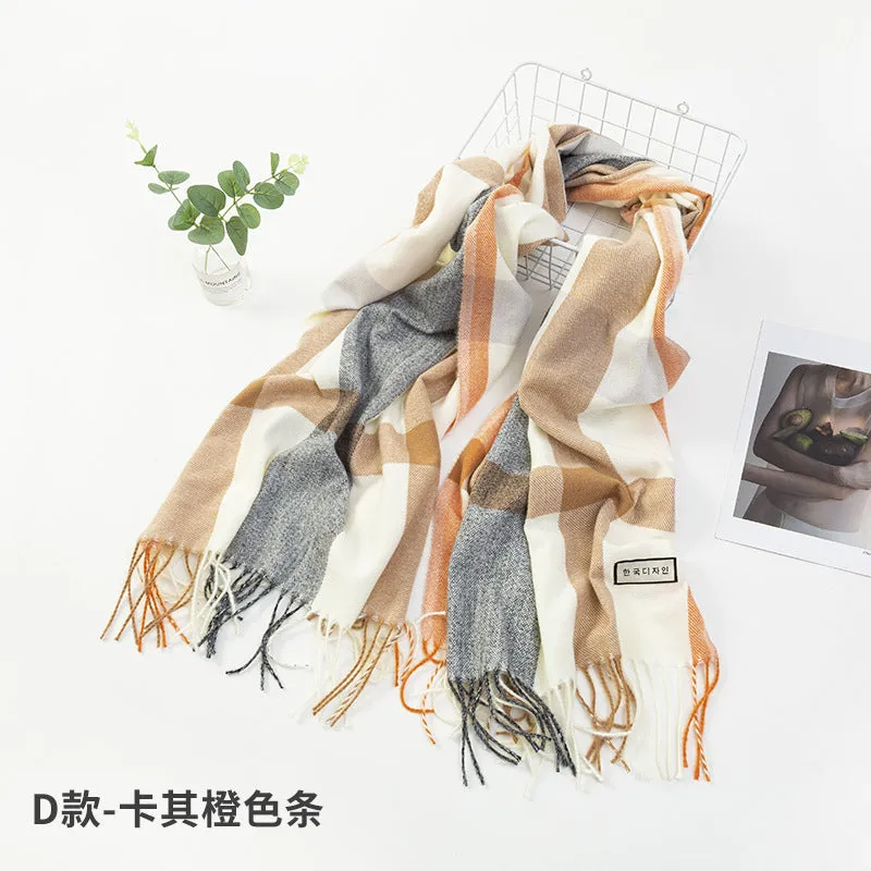 New Plaid Scarf Women's Japanese And Korean Style Sweet Warm Scarf Fashion Shawl Autumn And Winter Cashmere Scarf