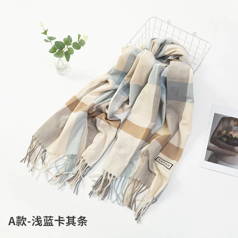 New Plaid Scarf Women's Japanese And Korean Style Sweet Warm Scarf Fashion Shawl Autumn And Winter Cashmere Scarf