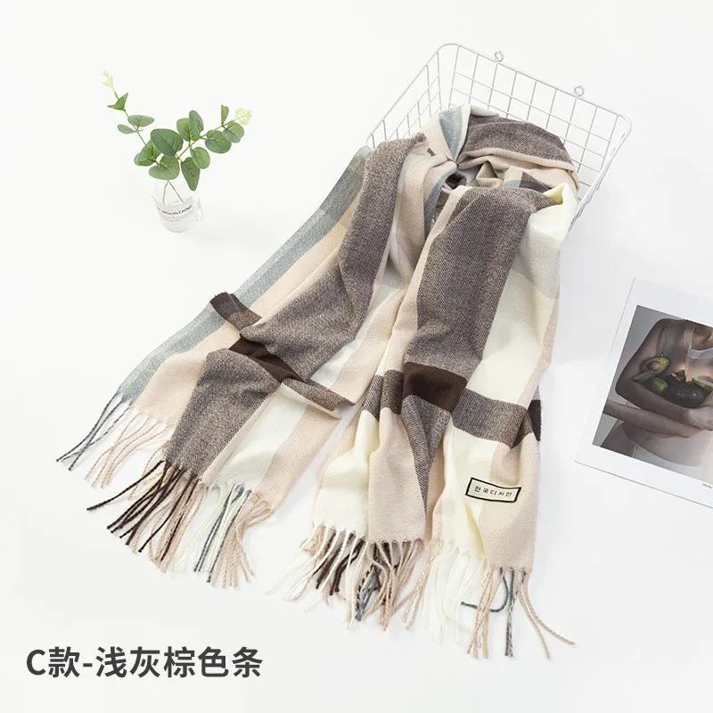 New Plaid Scarf Women's Japanese And Korean Style Sweet Warm Scarf Fashion Shawl Autumn And Winter Cashmere Scarf