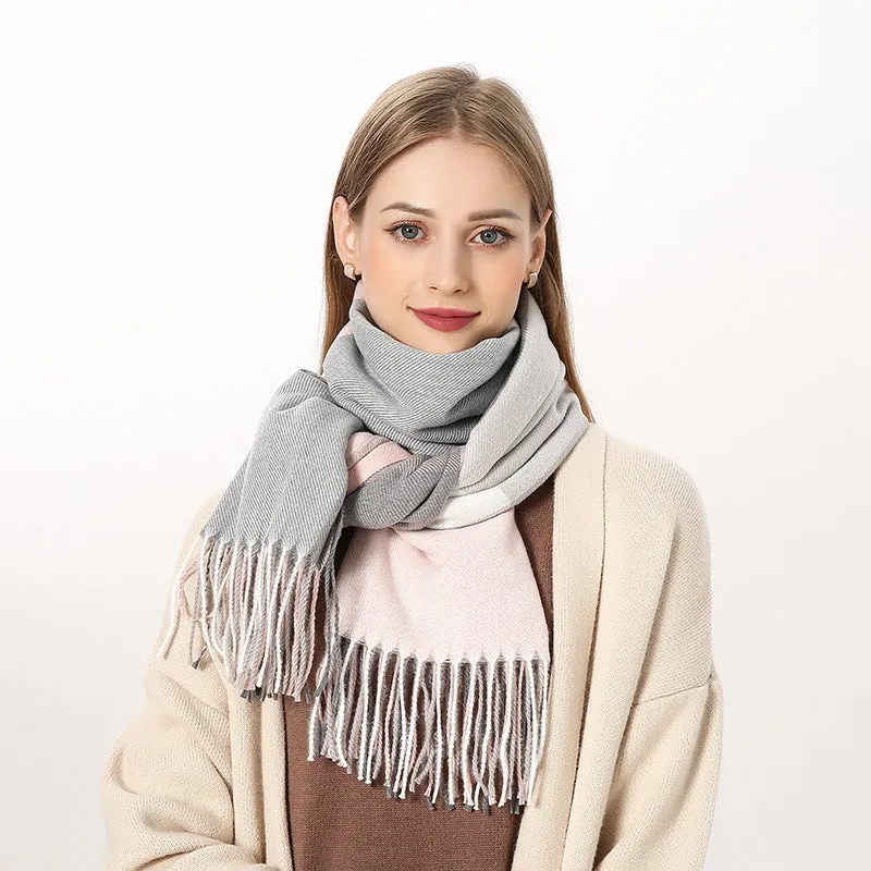 New Plaid Scarf Women's Japanese And Korean Style Sweet Warm Scarf Fashion Shawl Autumn And Winter Cashmere Scarf