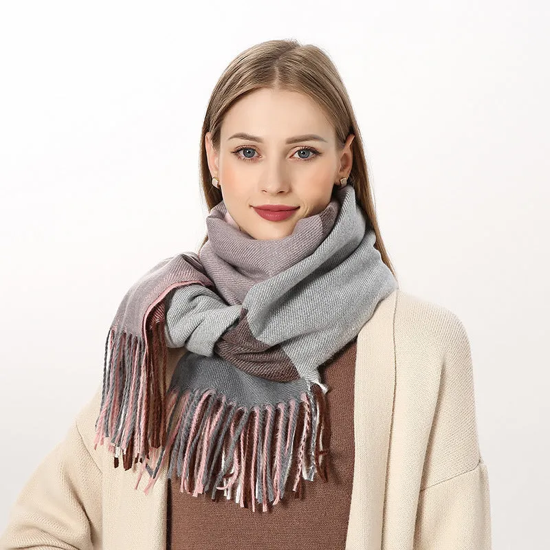 New Plaid Scarf Women's Japanese And Korean Style Sweet Warm Scarf Fashion Shawl Autumn And Winter Cashmere Scarf