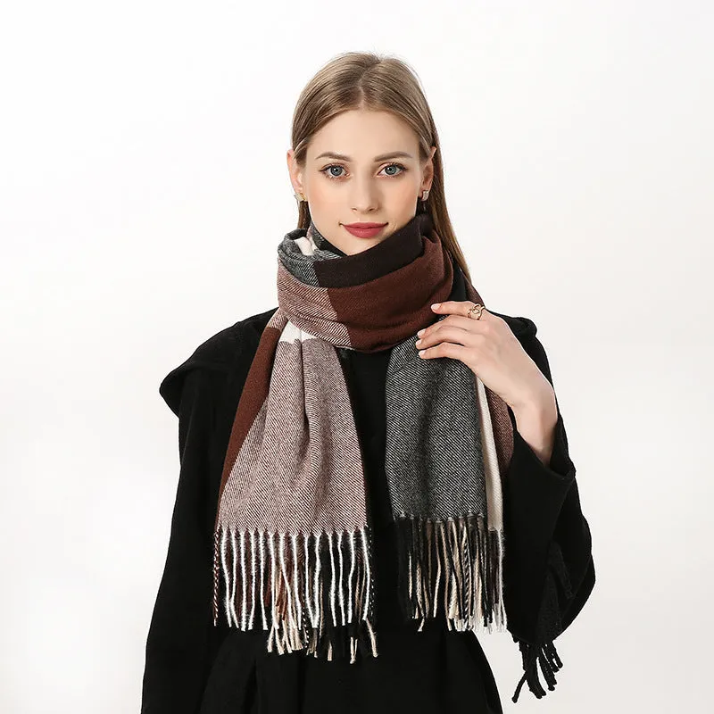 New Plaid Scarf Women's Japanese And Korean Style Sweet Warm Scarf Fashion Shawl Autumn And Winter Cashmere Scarf