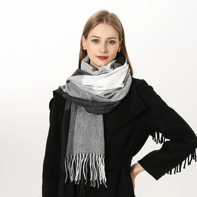 New Plaid Scarf Women's Japanese And Korean Style Sweet Warm Scarf Fashion Shawl Autumn And Winter Cashmere Scarf