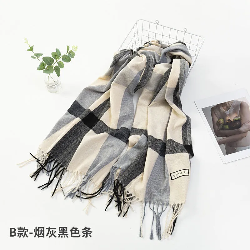 New Plaid Scarf Women's Japanese And Korean Style Sweet Warm Scarf Fashion Shawl Autumn And Winter Cashmere Scarf