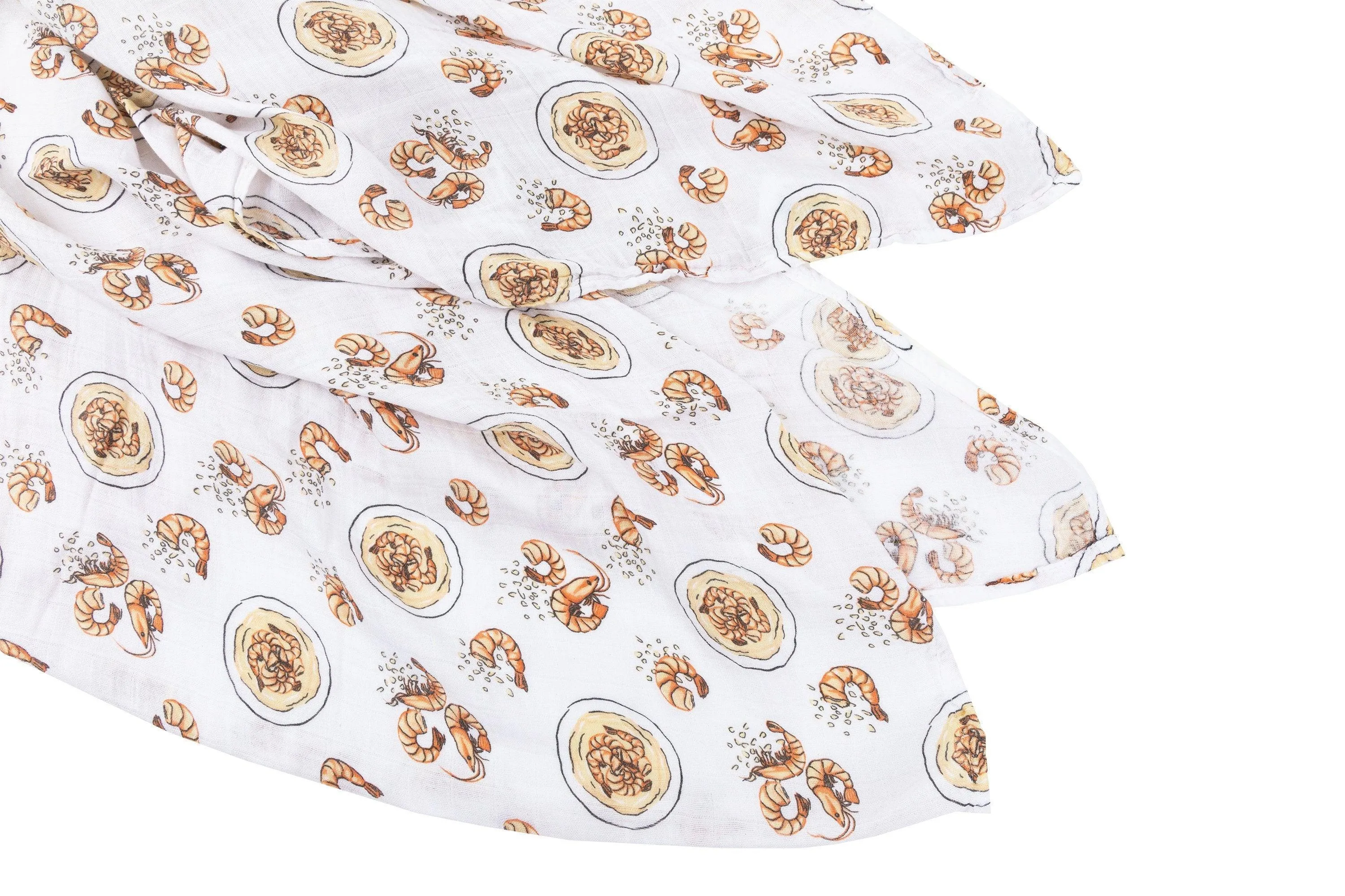 Shrimp and Grits Baby Muslin Swaddle Receiving Blanket