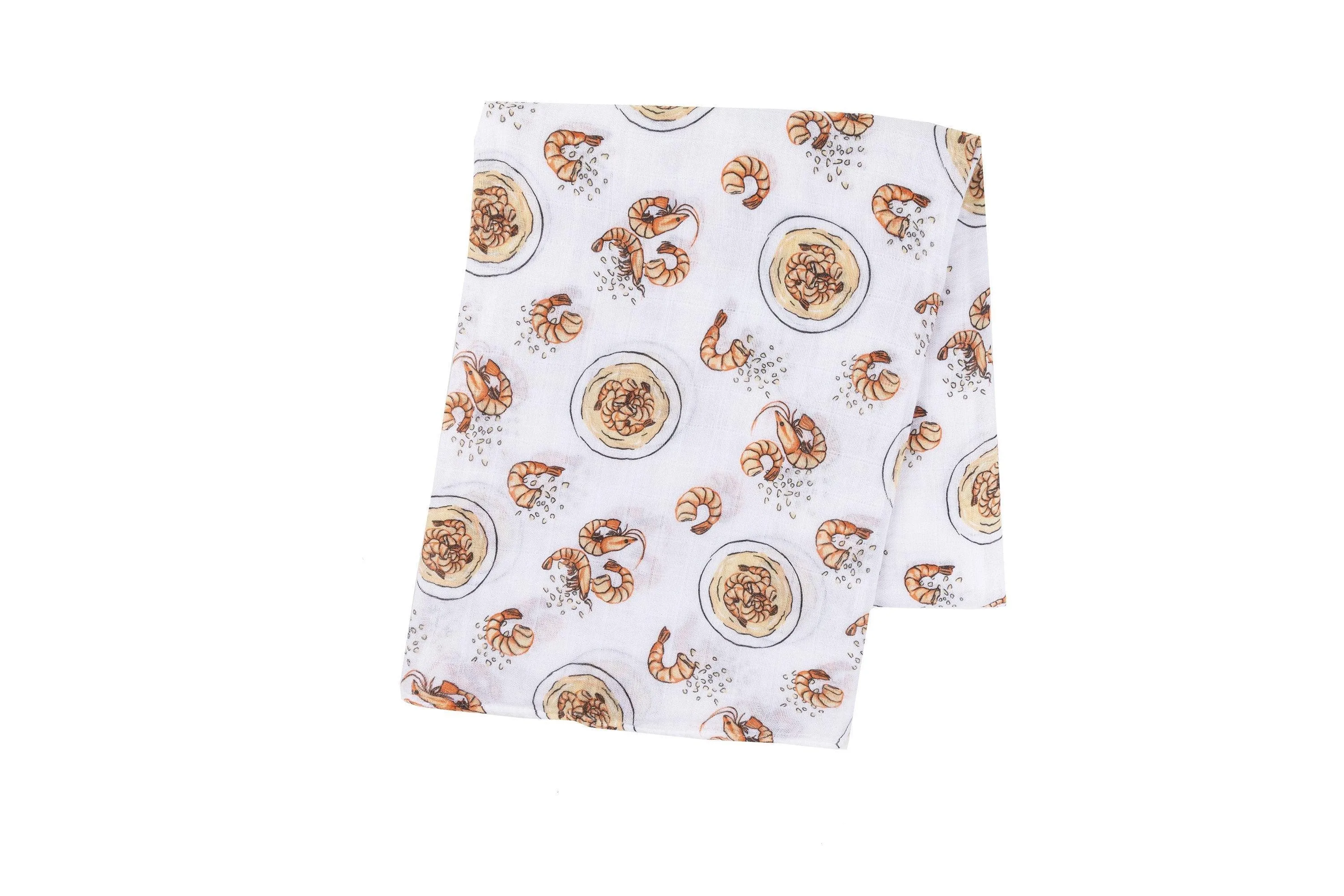 Shrimp and Grits Baby Muslin Swaddle Receiving Blanket