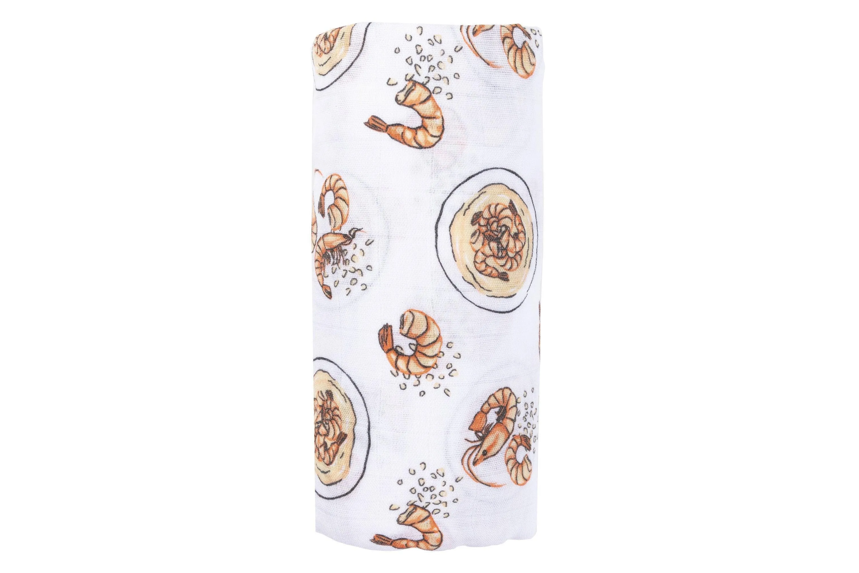 Shrimp and Grits Baby Muslin Swaddle Receiving Blanket