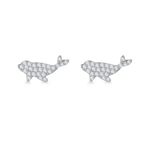 THIALH - Polar Paradise - Cubic Zirconia, White Whale Earrings