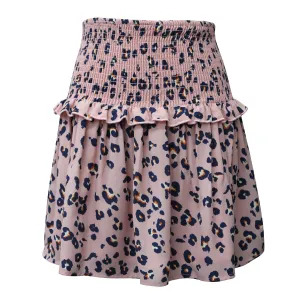 Tween Leopard Smocked Waist Printed Skirt